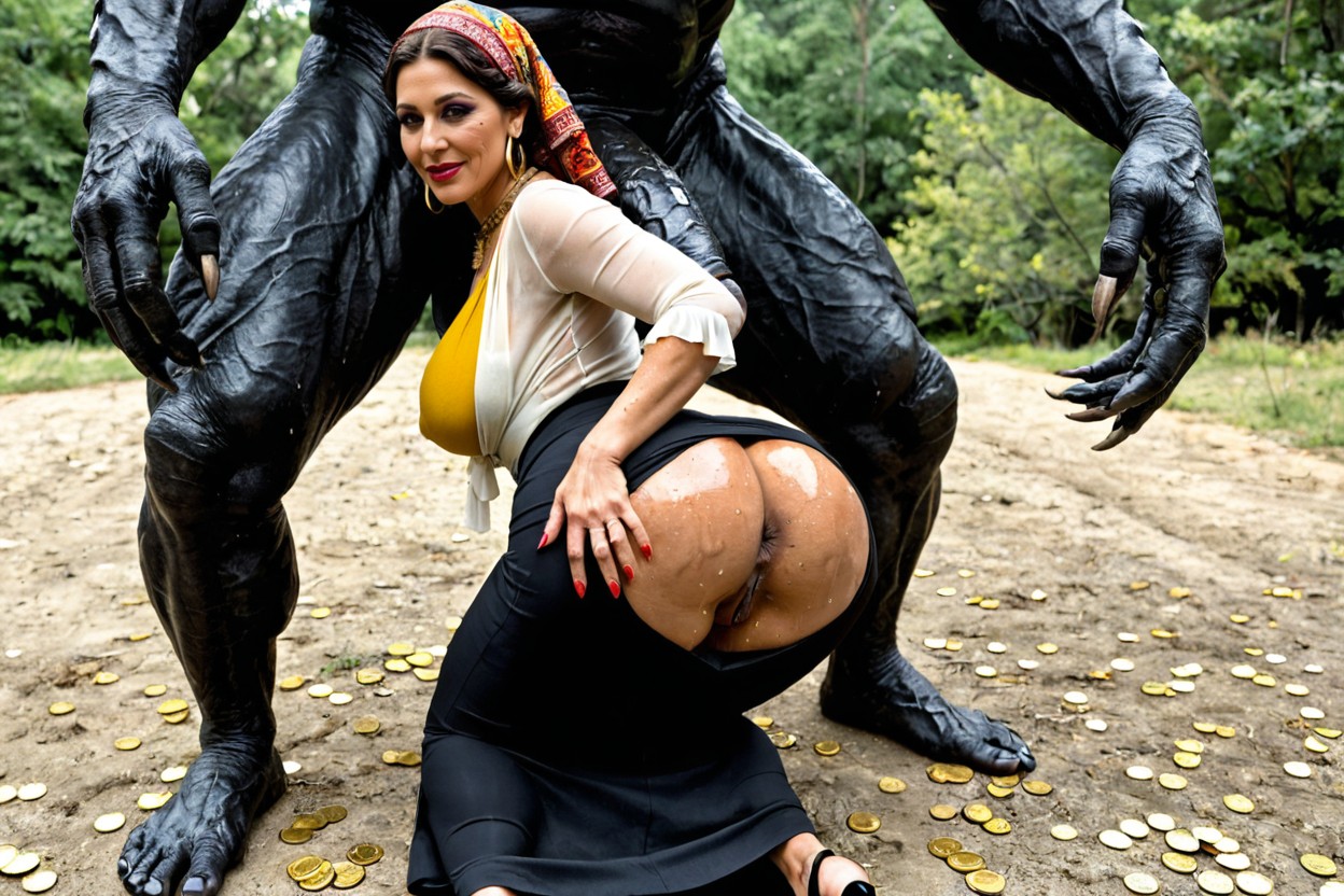 Perfect Asshole, Massive Thick Wide Thighs, Long Curly Hair MILF AI Porn
