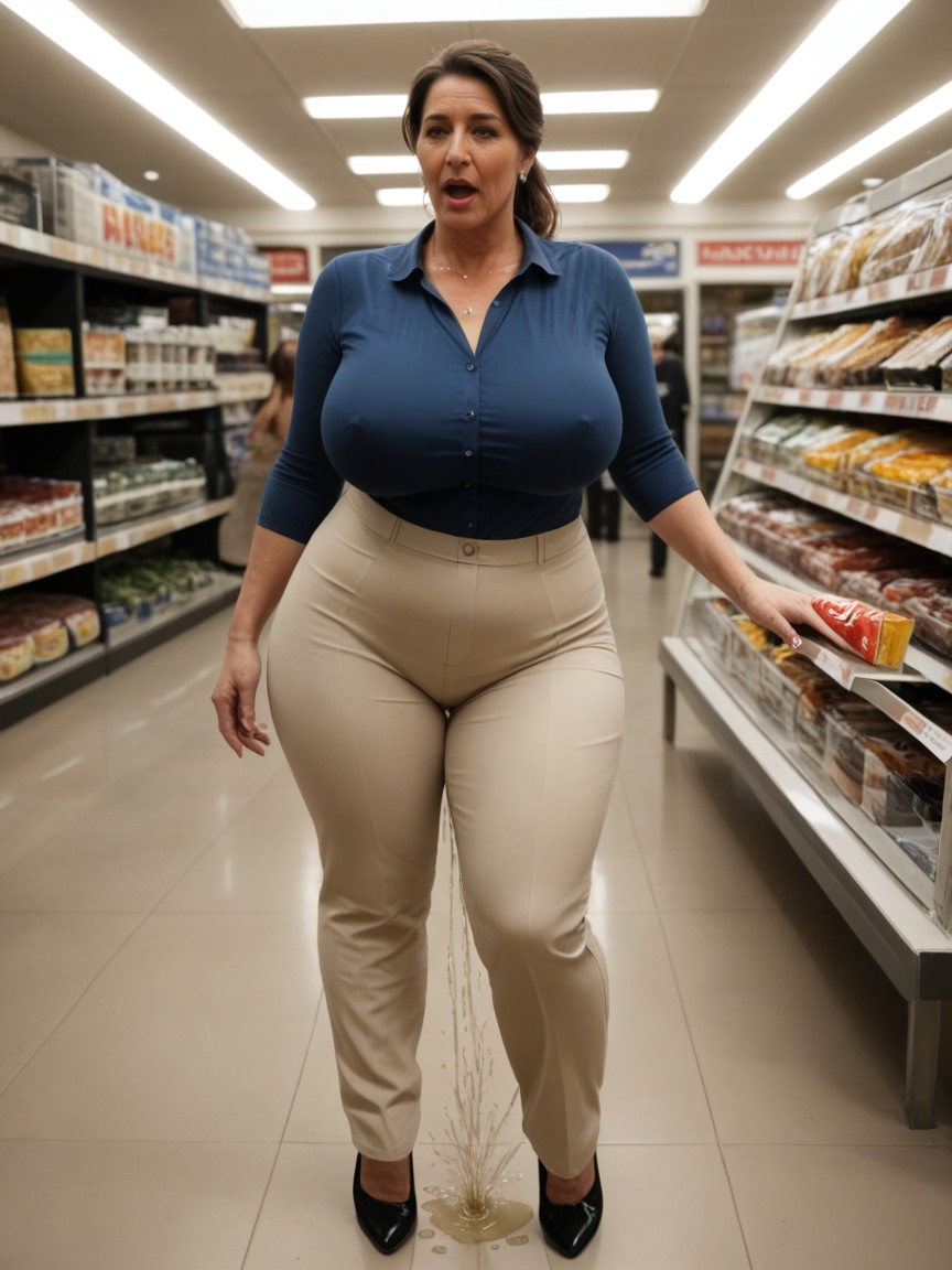 Side View, Full Clothes On, Huge Body MILF AI Porn