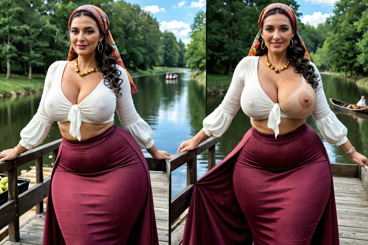 Round Eyes, Extremely Large Ass, Gypsy Outfit MILF AI Porn