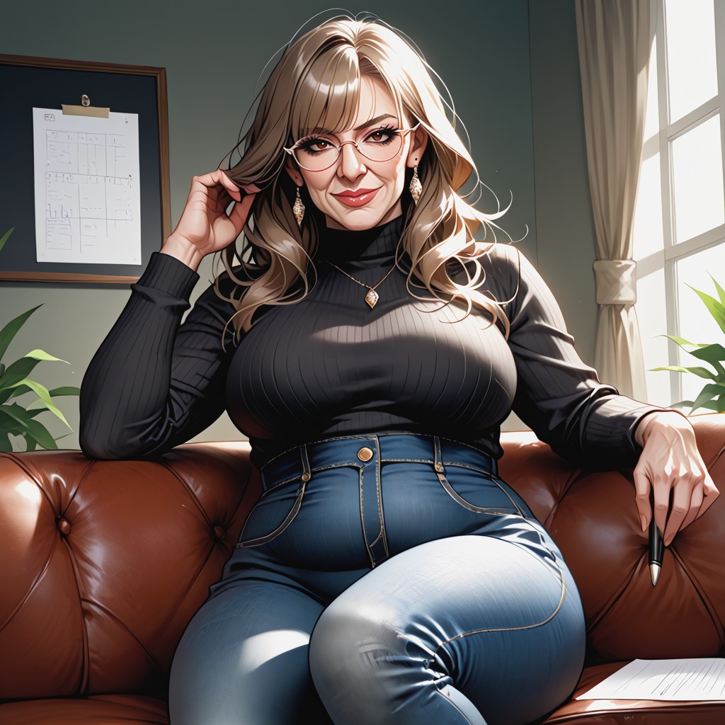 Full Body View, Average, Heavy Makeup MILF AI Porn