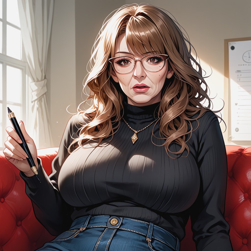 Notepad, Therapist Office, Medium Hair MILF AI Porn