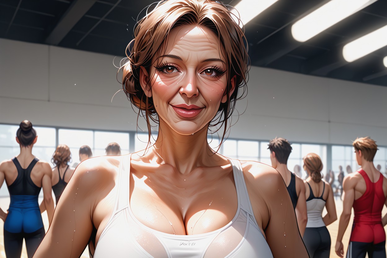 Hands On Hips, Messy Hair, Sweaty MILF AI Porn