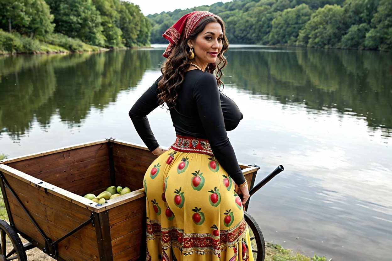 Gypsy Outfit, Massive Thick Wide Thighs, Gypsy Headdress MILF AI Porn
