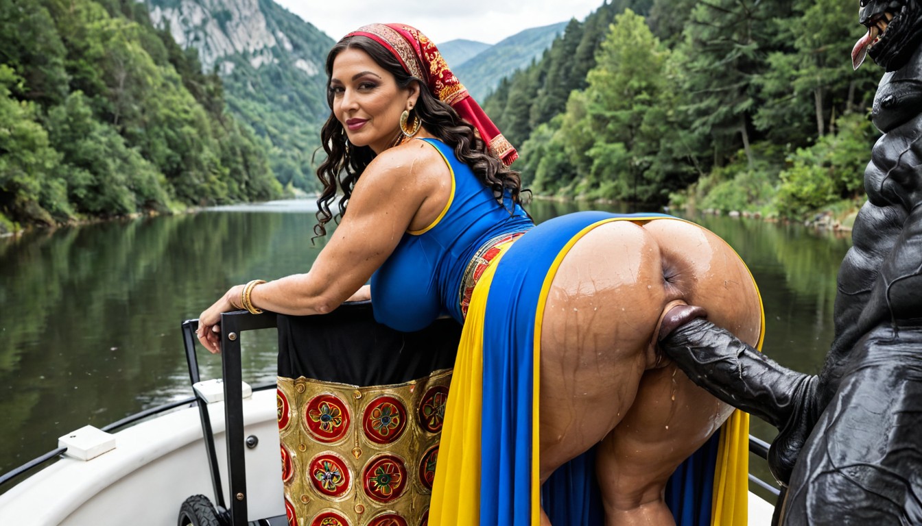 Gypsy Headdress, Thick Thighs, Extremely Large Ass MILF AI Porn