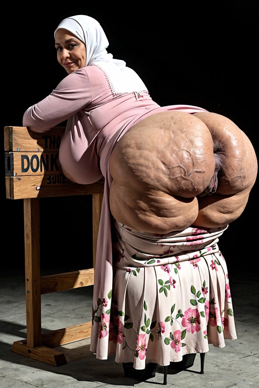 Colossal Ass, Pilloiry Pose, Hyper Obese Piggy MILF AI Porn