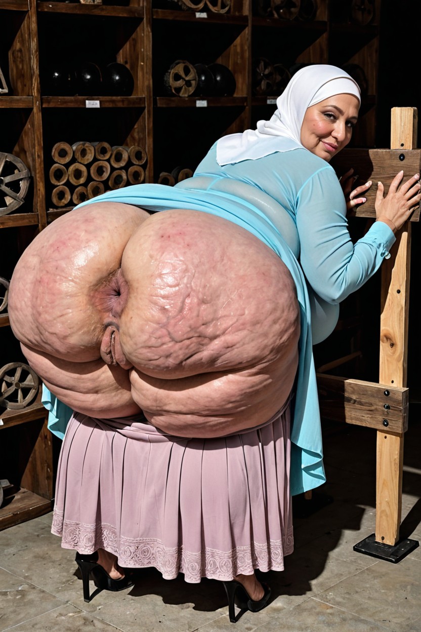 Colossal Ass, Hyper Enormous Juicy Donkey Ass, Detailed Gape MILF AI Porn