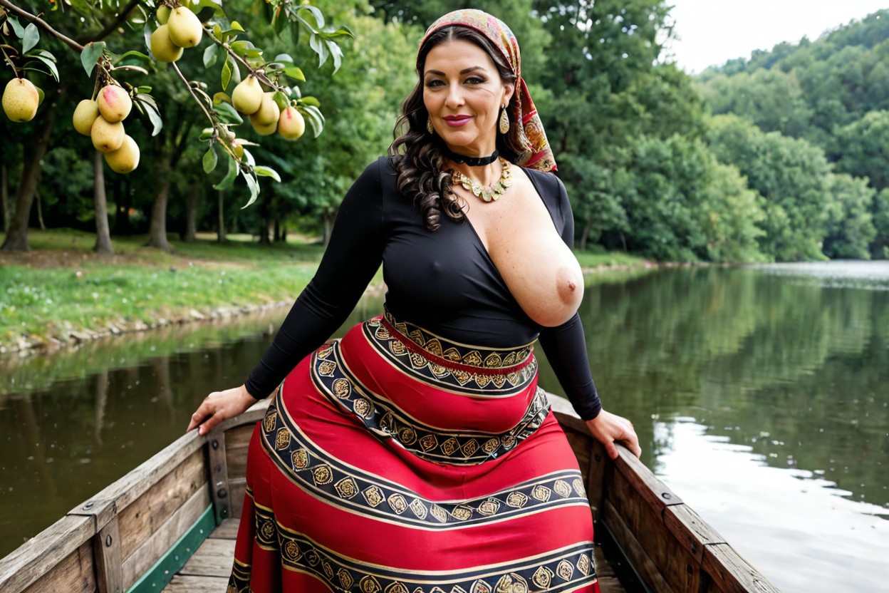 Lake, Long Curly Hair, Extremely Large Ass MILF AI Porn