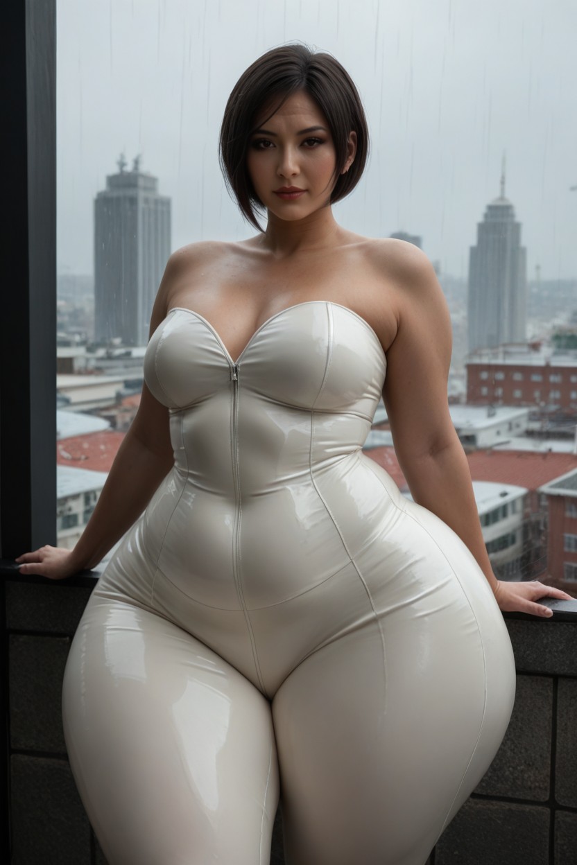 Perfect Face, Black Hair, Extremely Large Ass MILF AI Porn