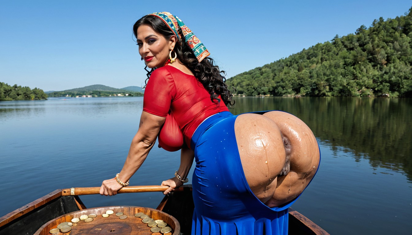 Fat Juicy Asshole, Long Curly Hair, Hyper Hourglass Body MILF AI Porn