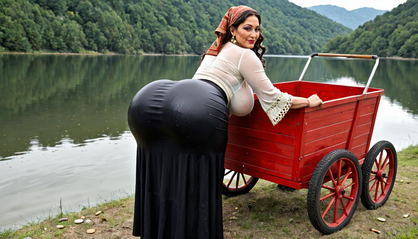 Gypsy Headdress, Massive Thick Wide Thighs, Hyper Hourglass Body MILF AI Porn