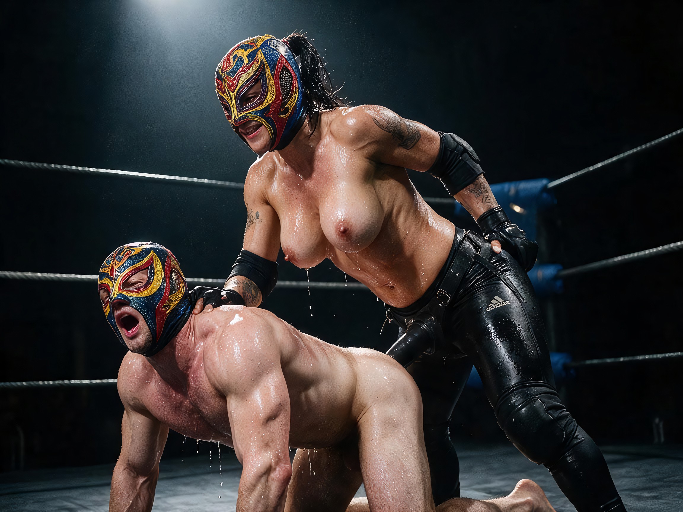 Mma Gloves, Wrestling Mask, Male On MILF AI Porn