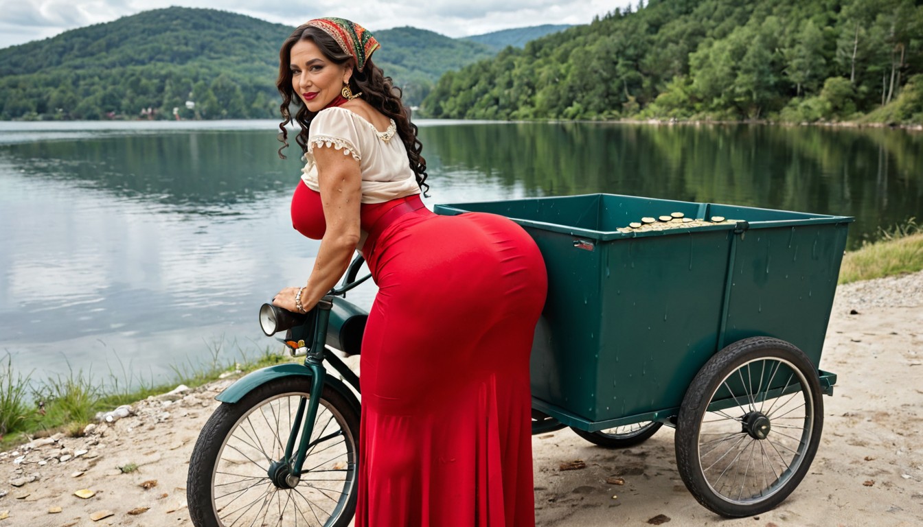 Thick Eyebrows, Traditional Gypsy Headscarf With Coins, Gigantic Massive Hips MILF AI Porn