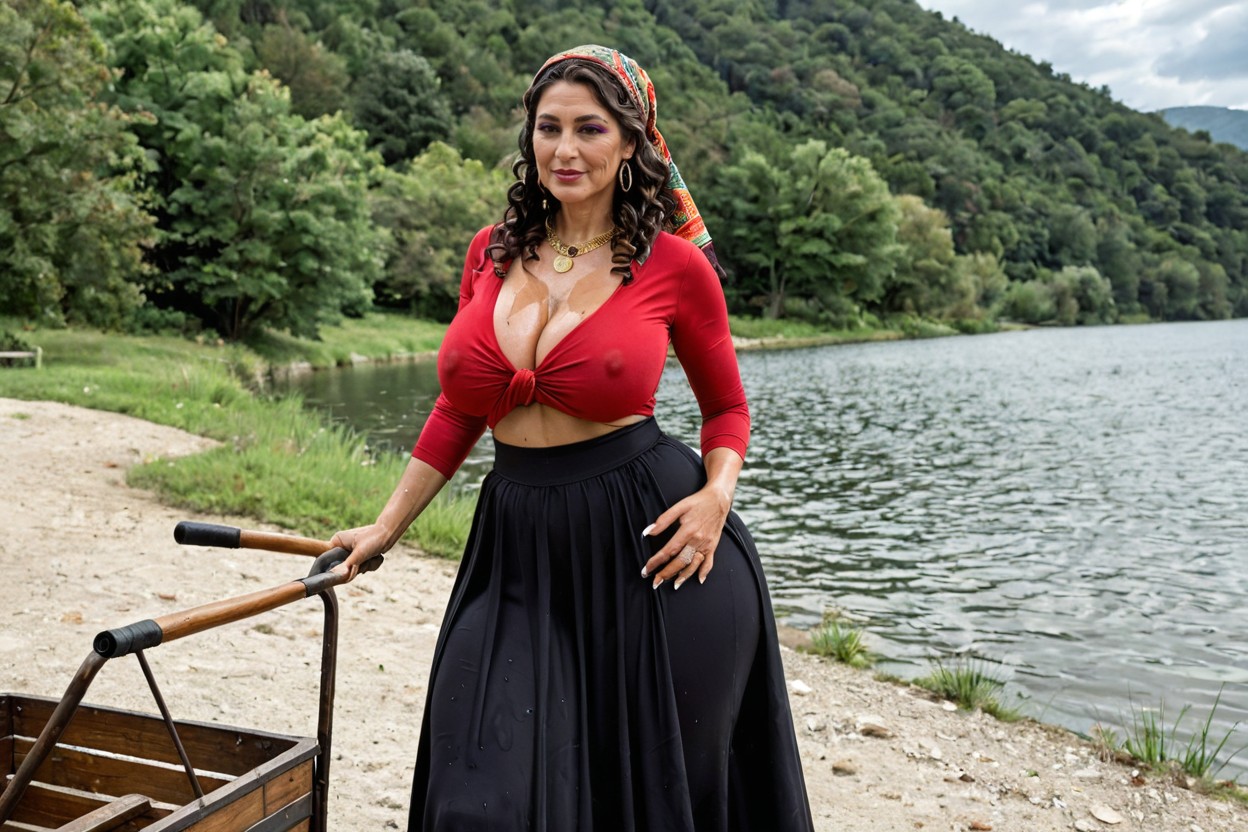 Mature Woman, Super Round Butt, One Breast Is Bare MILF AI Porn