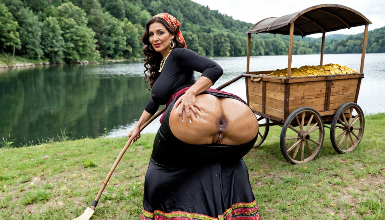 One Breast Is Bare, Hyper Hips, Gaping Asshole MILF AI Porn