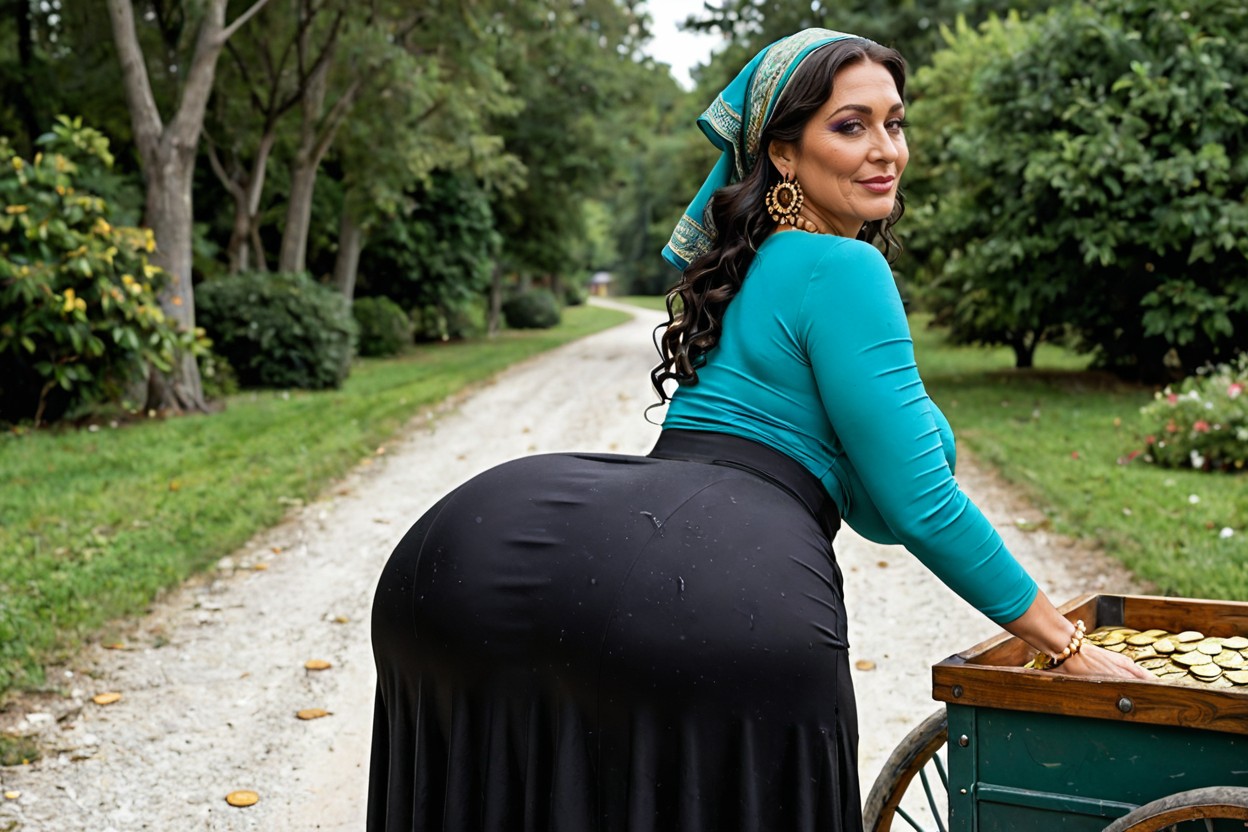 Highest Detail, Deep Asshole, Traditional Gypsy Headscarf With Coins MILF AI Porn