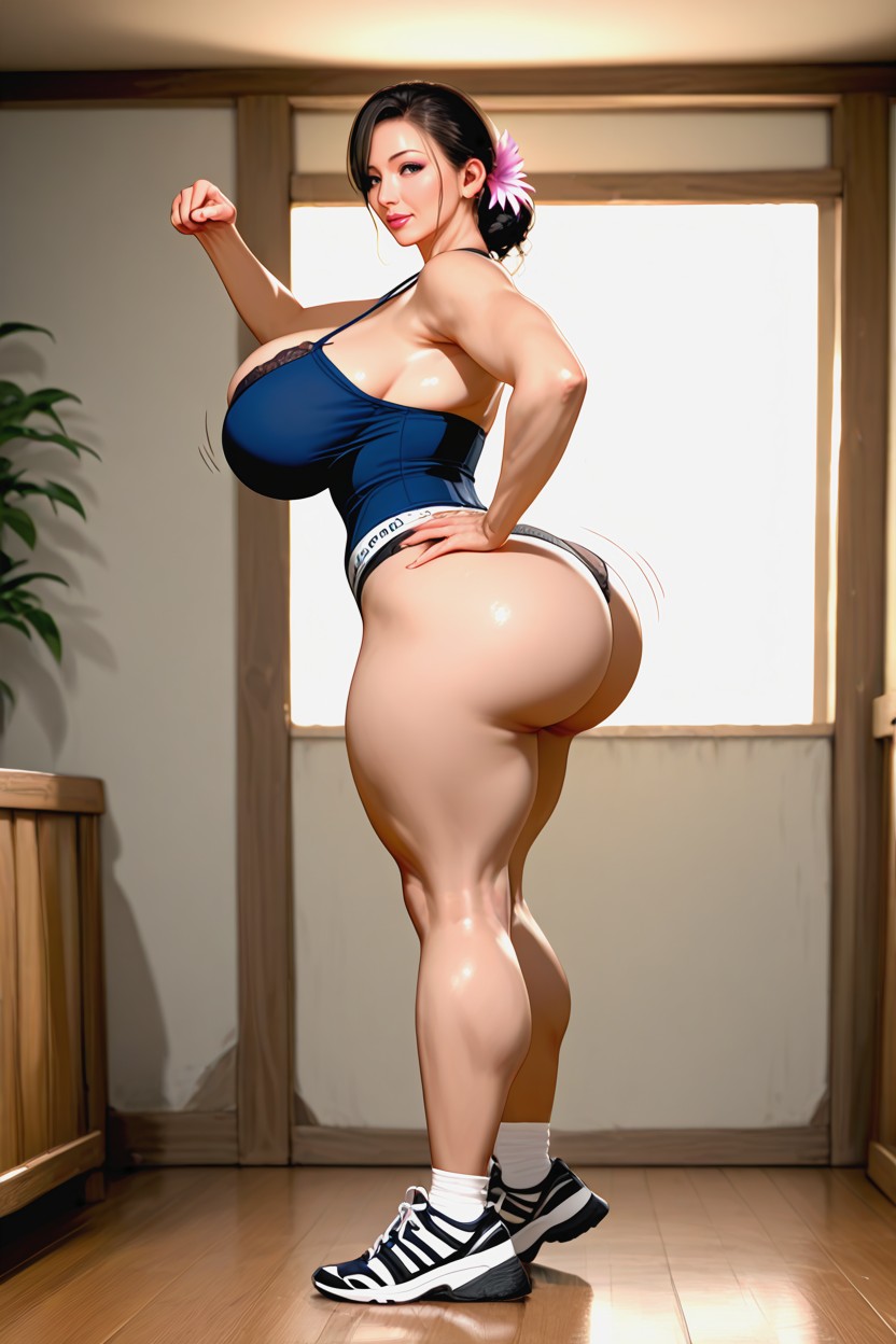 She Has A Hyper Big Ass, Deep Shadows, Black Belt MILF AI Porn