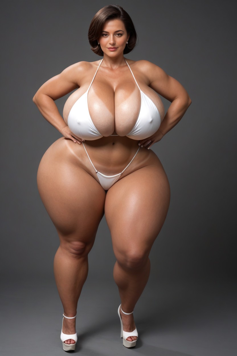 Very Curvy, Vista Frontal, Brunette Porno MILF IA