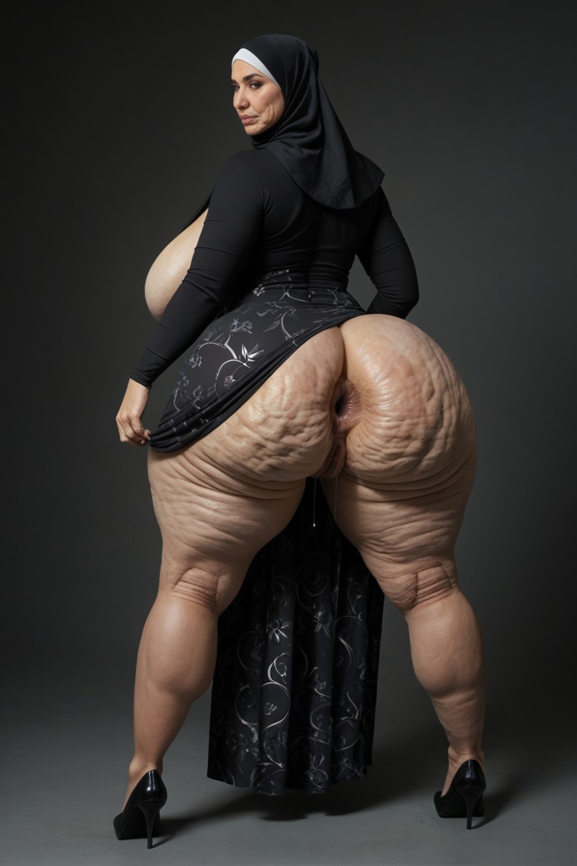 Gaping Anus, Full Body Hijab Printed Dress, Gaping Asshole MILF AI Porn