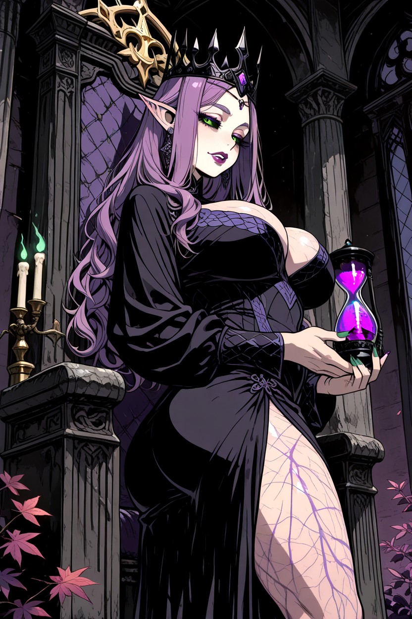 Purple Lips, Purple Lipstick, Ancient Throne MILF AI Porn