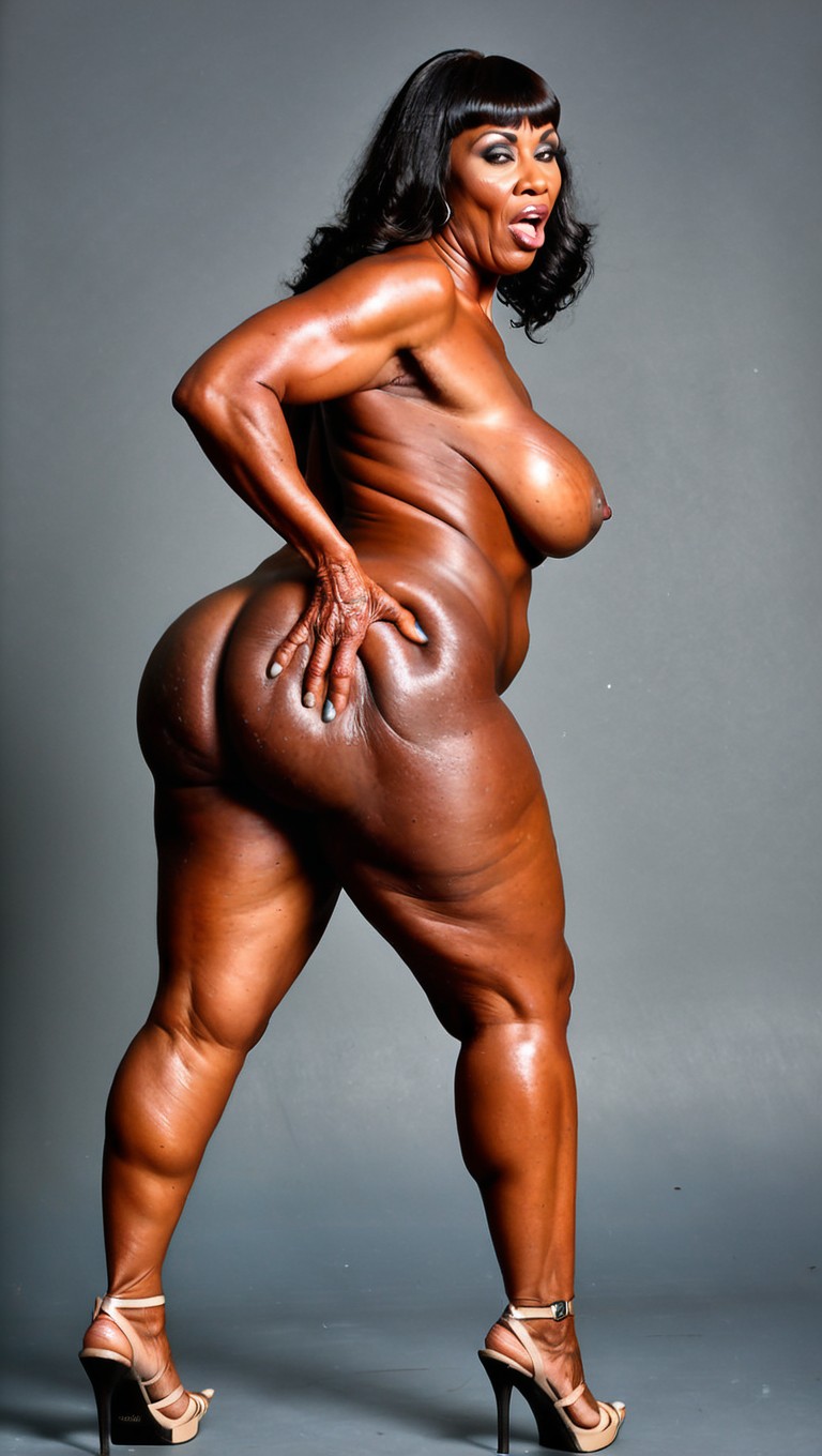 Dark Brown Skin, Looking At Viewer, Big Fat Lips MILF AI Porn
