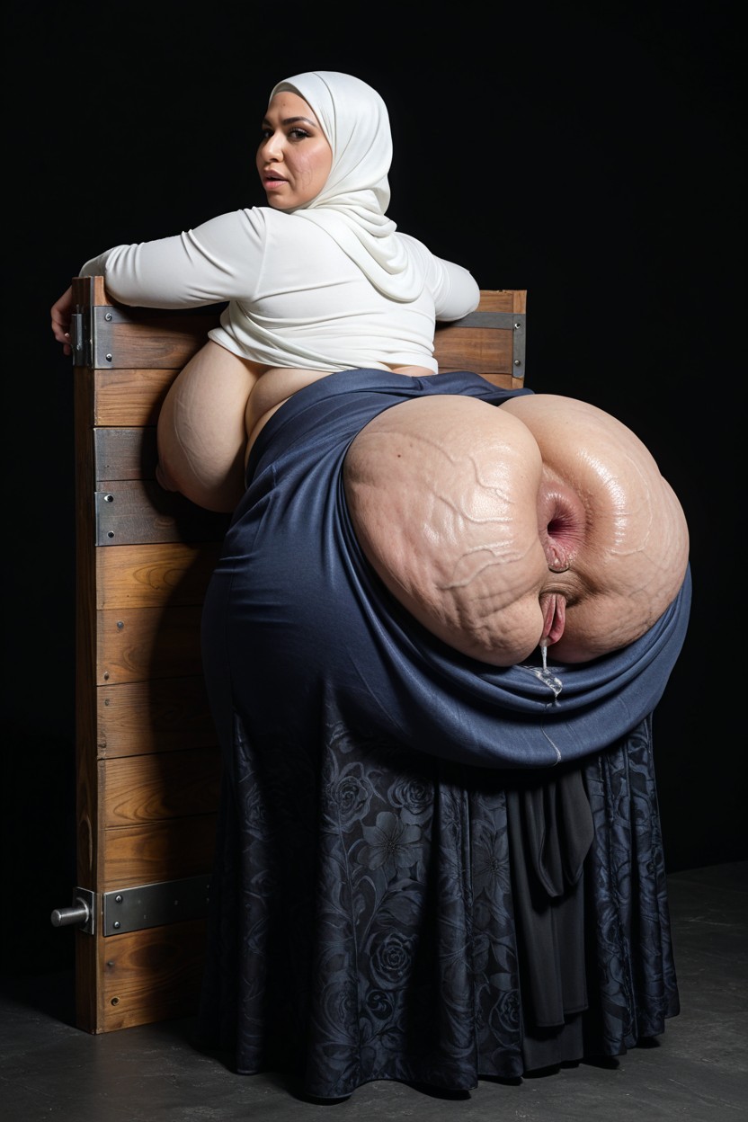 Huge Wide Deep Bulging Ass Cheeks, Morbidly Obese, Pouting MILF AI Porn