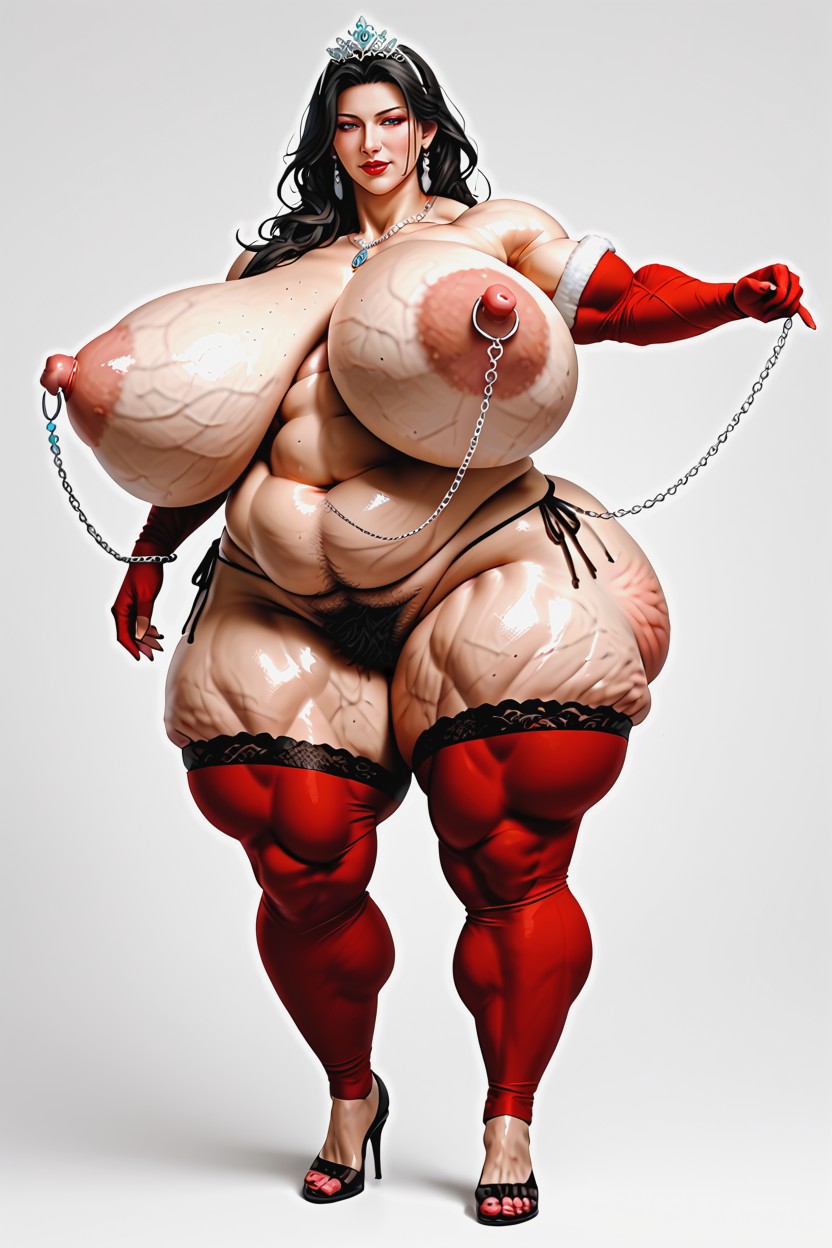Unpainted White Resin Model, Pure White Background, Godlike Muscles MILF AI Porn