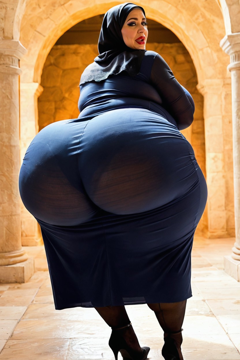 Showing Ass, In Palace, Huge Wide Deep Bulging Ass Cheeks MILF AI Porn