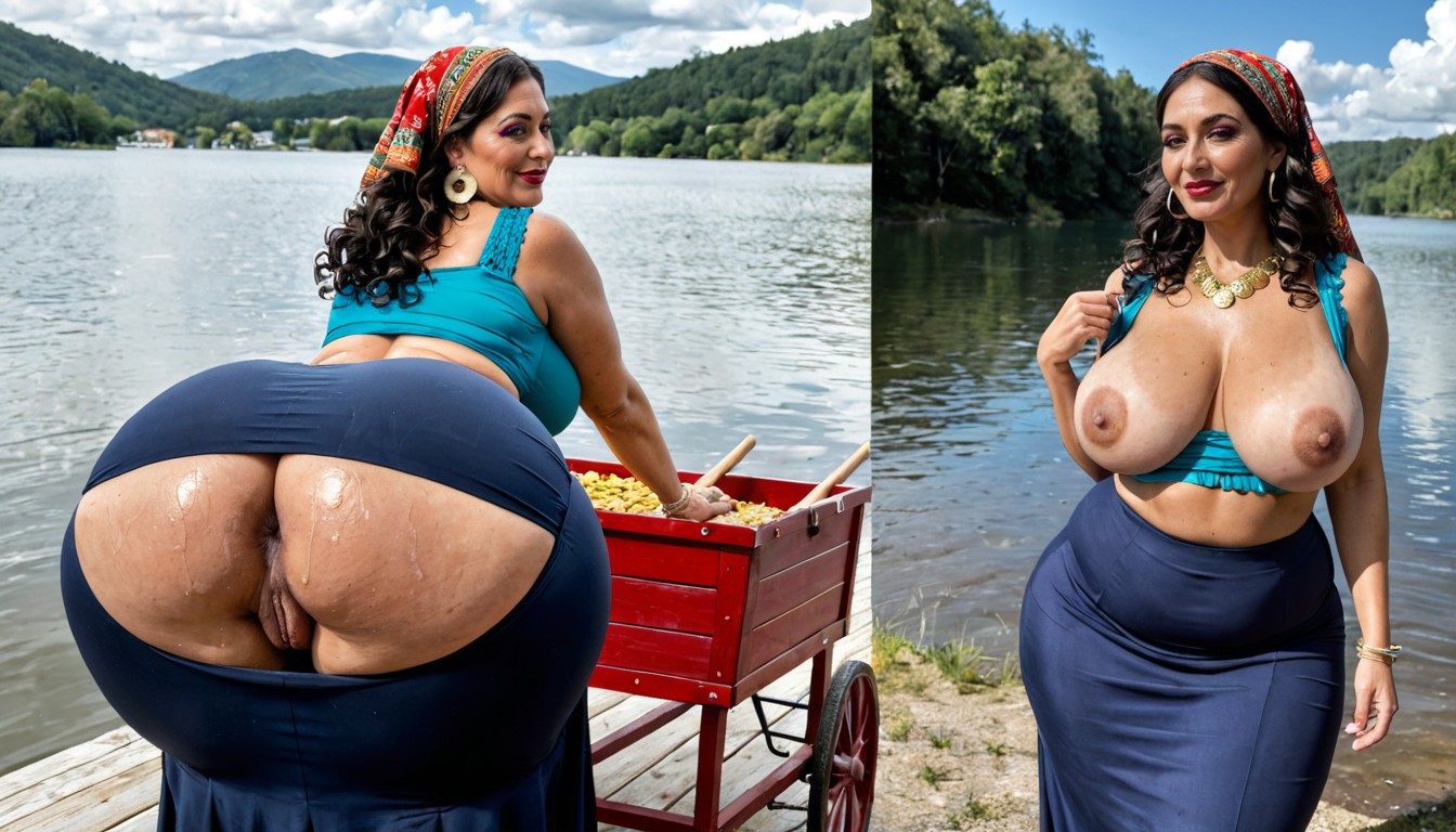Wet Clothes Fit The Body, Massive Thick Round Ass, Perfect Asshole MILF AI Porn