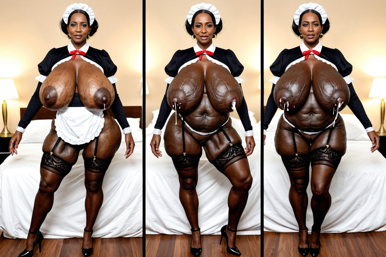 Boobs Hanging To Waist, Black African Woman Only, Maid MILF AI Porn