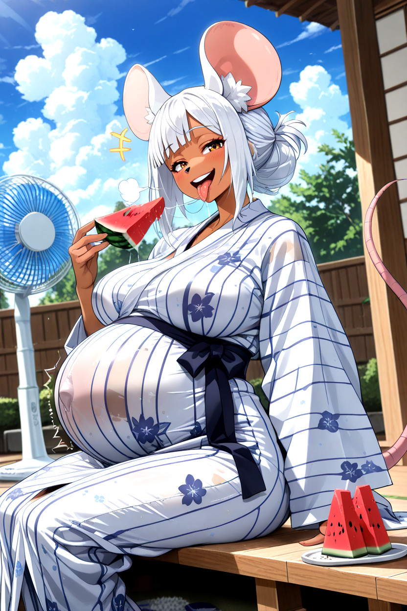Shy, Quizerl's Belly Is Bigger Than Man's Fullbody, Quizerl Is Furry MILF AI Porn