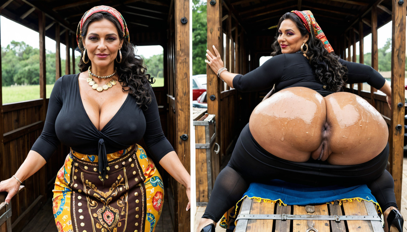 Wrinkles On The Face, Massive Thick Wide Thighs, Hyper Hips MILF AI Porn