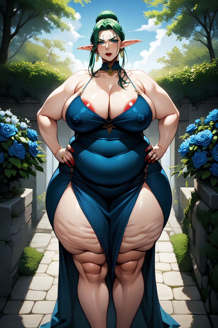 Angry, Nail Polish, Blue Flowers MILF AI Porn