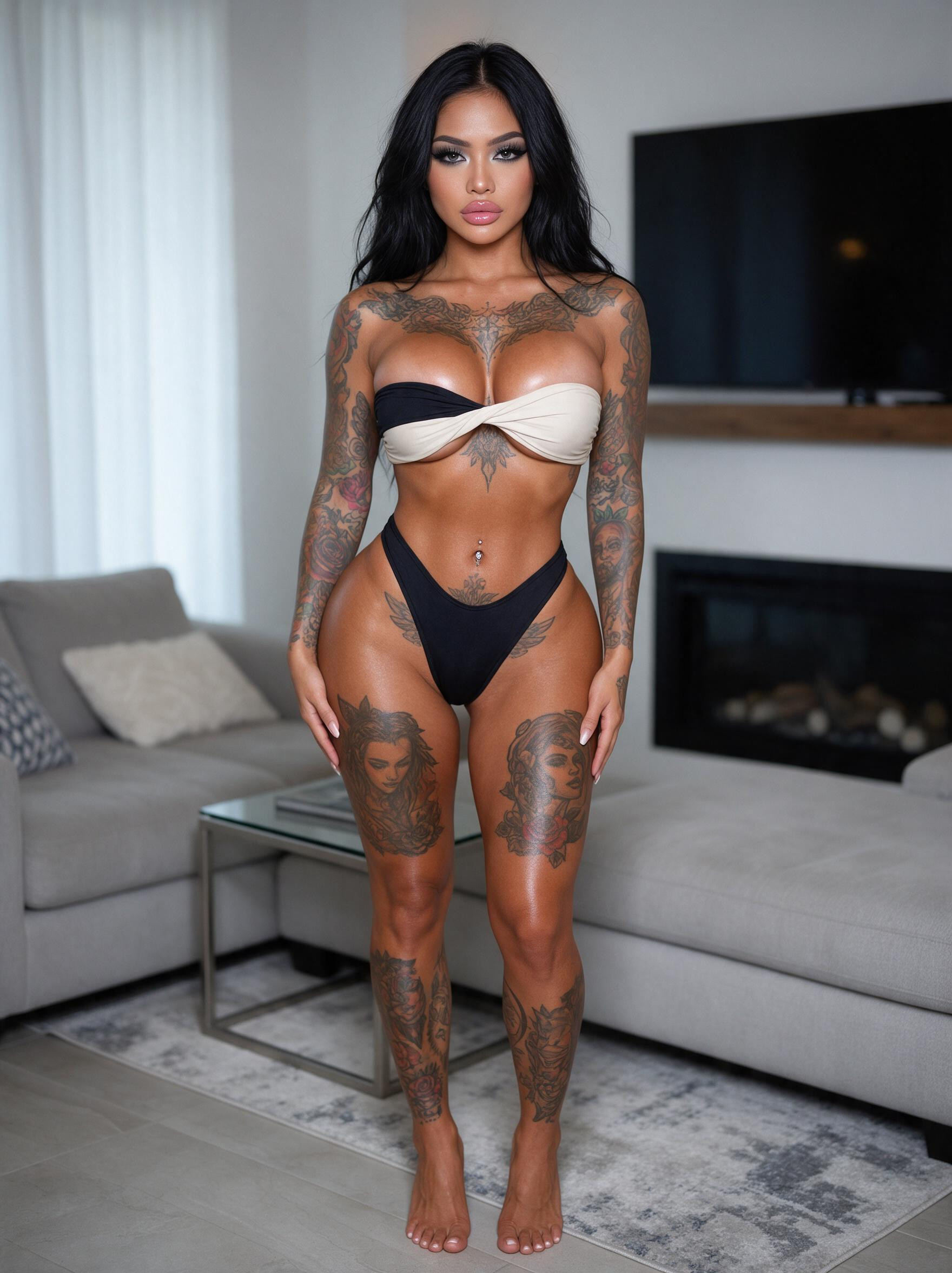 Long Eyelashes, Gloss Lipstick, Heavy Makeup MILF AI Porn
