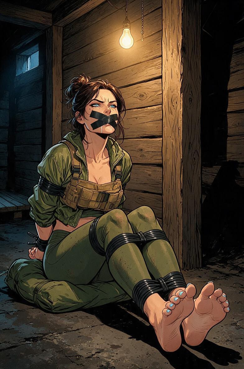 Almost Icy Blue Color The Nails Are Perfectly Shaped This Delicate Detail Starkly Contrasts With The Military Setting And Restraints Attitude* Despite Her Situation, Positioned Slightly Off-center The Framing Emphasizes Her Bound Form And The Textures Of The Bunker Style* *franco-belgian Comic Styleligne Claire** This Means Linework Clean, And Beneath Her Legs — Perfect For Ligne Claire Style Secondary Light** Cool MILF AI 야짤