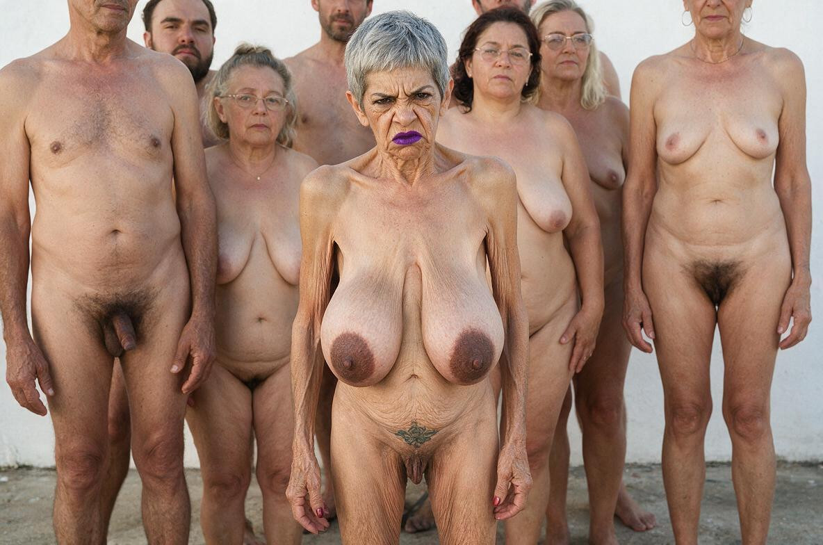 Harém, Eye Wrinkles, Sagging Pendulous Breasts Excessively Bigger Scale Than Her Body Porno IA MILF